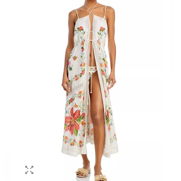 Farm Rio White Banana Vitamin Lace Dress Swim Cover Up - Picture 2 of 16